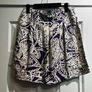 Loft White and Purple Petite Linen Skirt